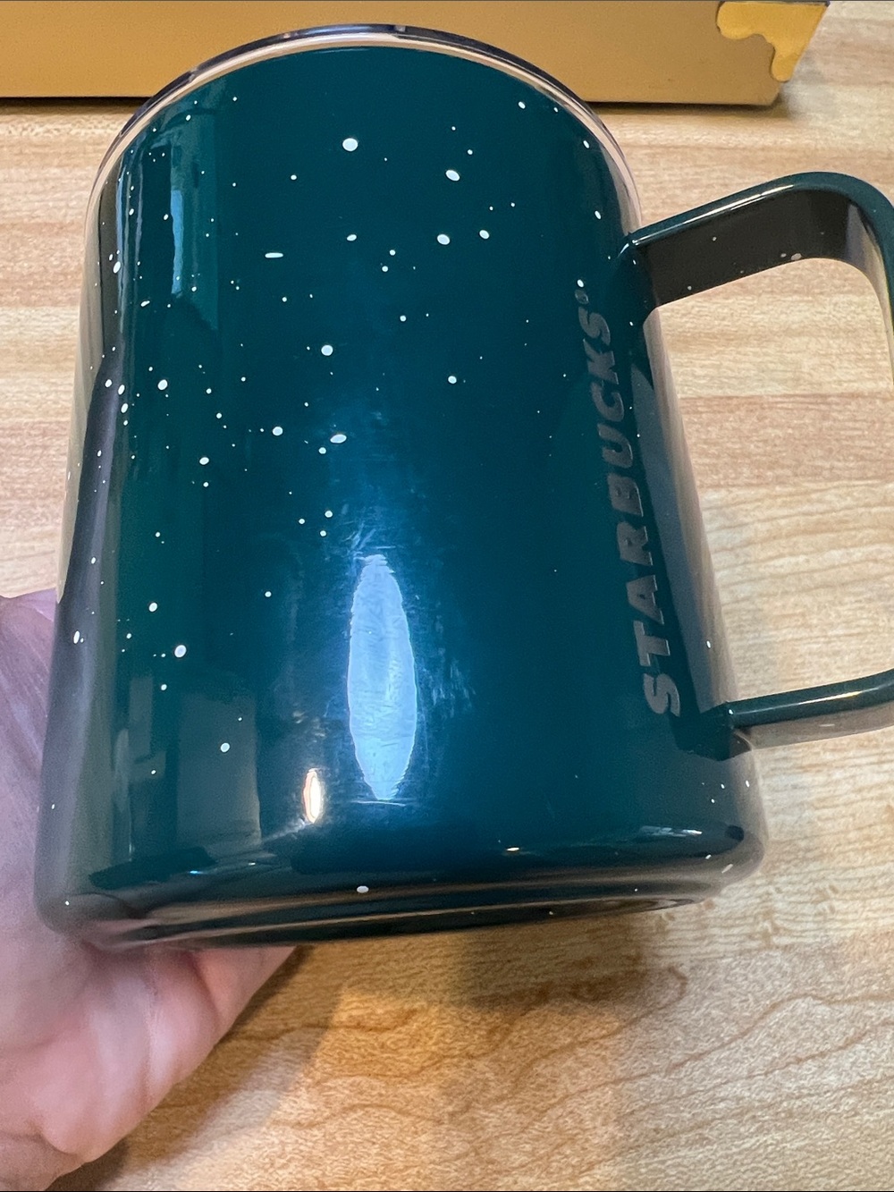 #3282**Starbucks Dark Green Speckled Travel Mug with Clear Lid - Picture 5 of 17